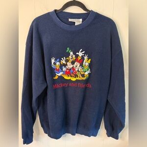 The Disney Store Vintage Navy Crewneck Sweater with Mickey and Friends, Size M